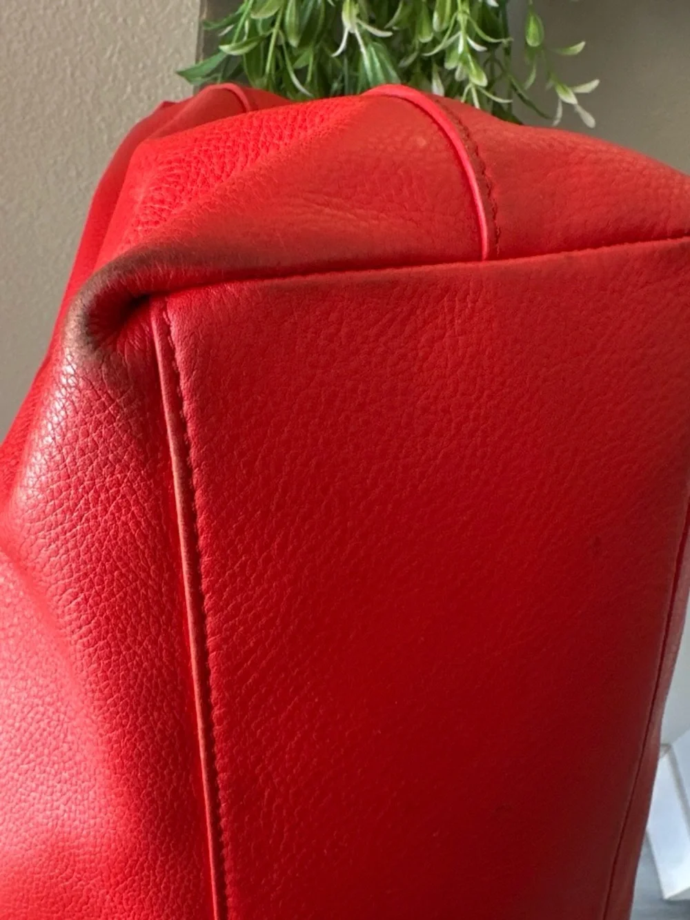 Tory Burch Red Leather Logo Tote